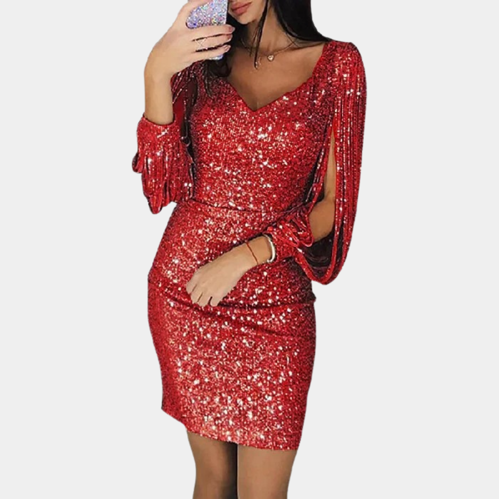 Glamorous Sequin Dress with Elegant Sleeves for Women