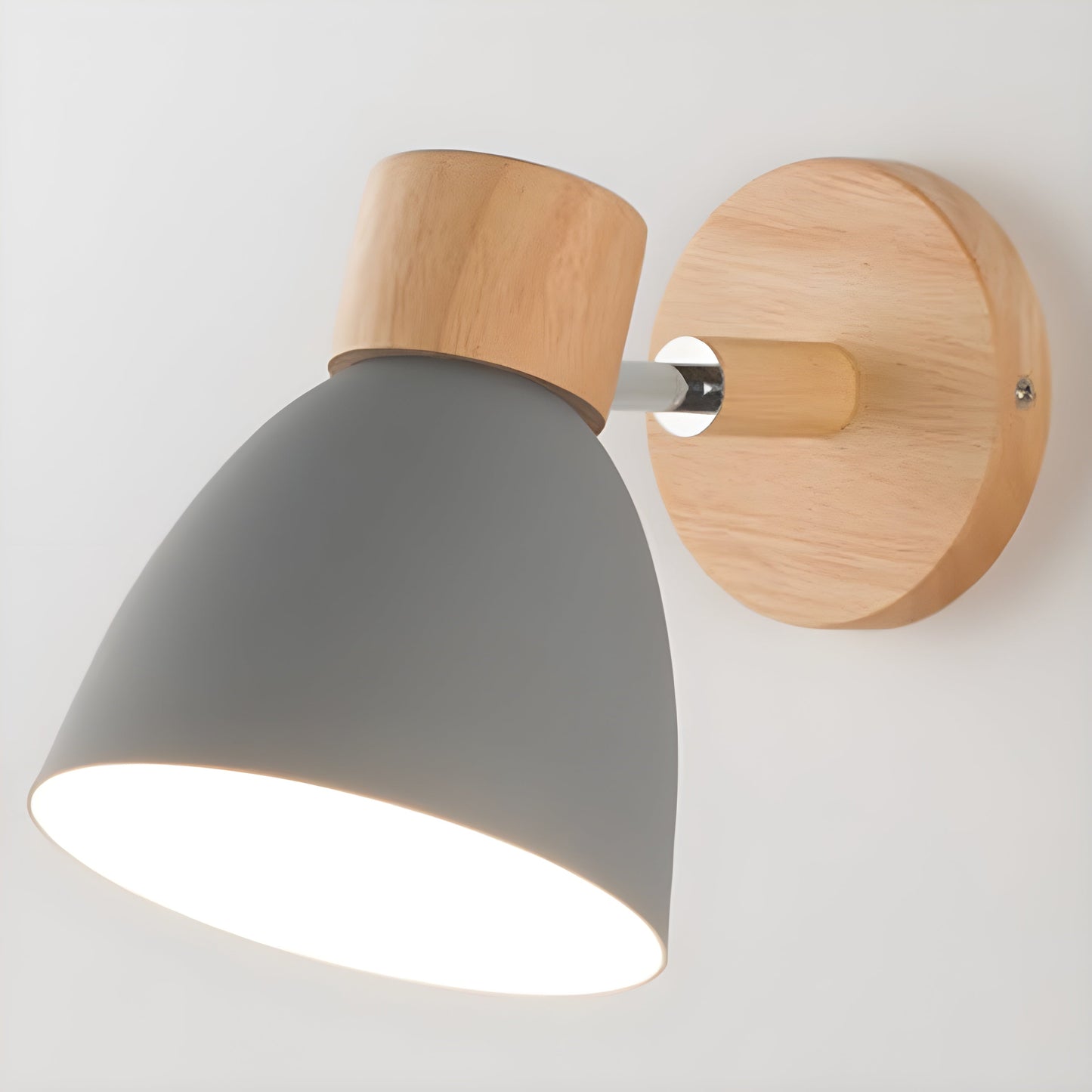 Wooden Nordic Wall Lamp with Adjustable Head and Integrated Switch