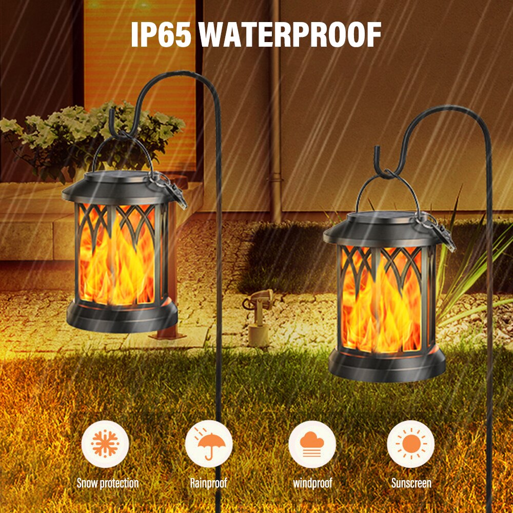 Solar Hanging Lanterns with Flickering Flame Effect - Weather Resistant (2-Pack)