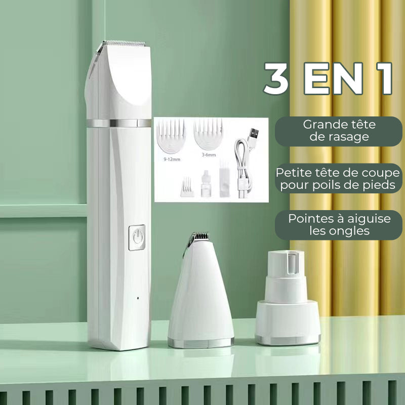 Quiet Rechargeable Pet Grooming Clipper with Interchangeable Heads