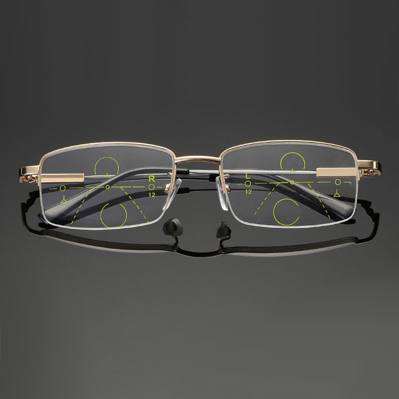 Lightweight Titanium Progressive Reading Glasses with Photochromic Blue Light Protection