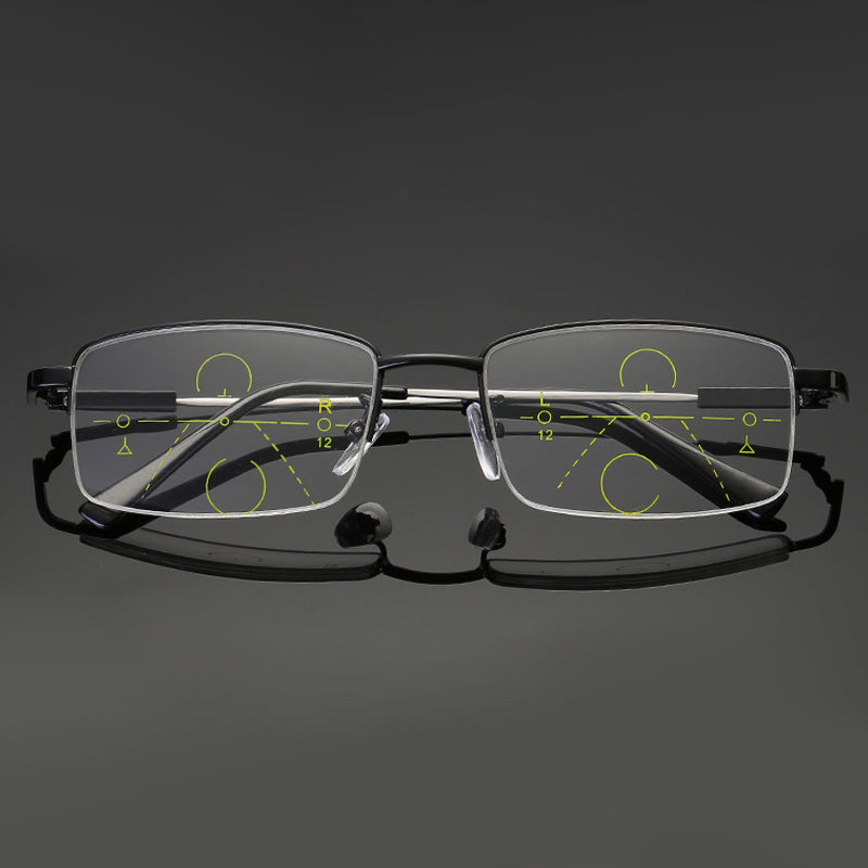Lightweight Titanium Progressive Reading Glasses with Photochromic Blue Light Protection