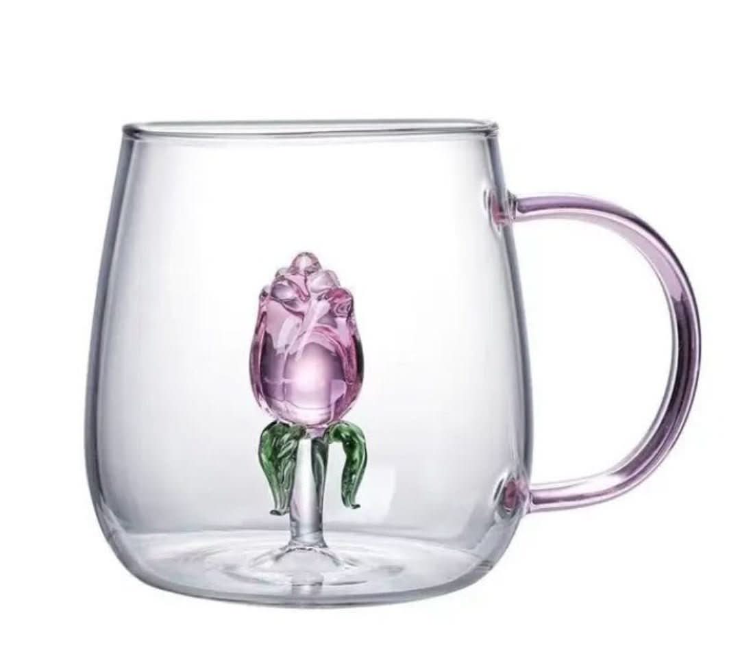 Handcrafted Champagne Glasses with Rose Design