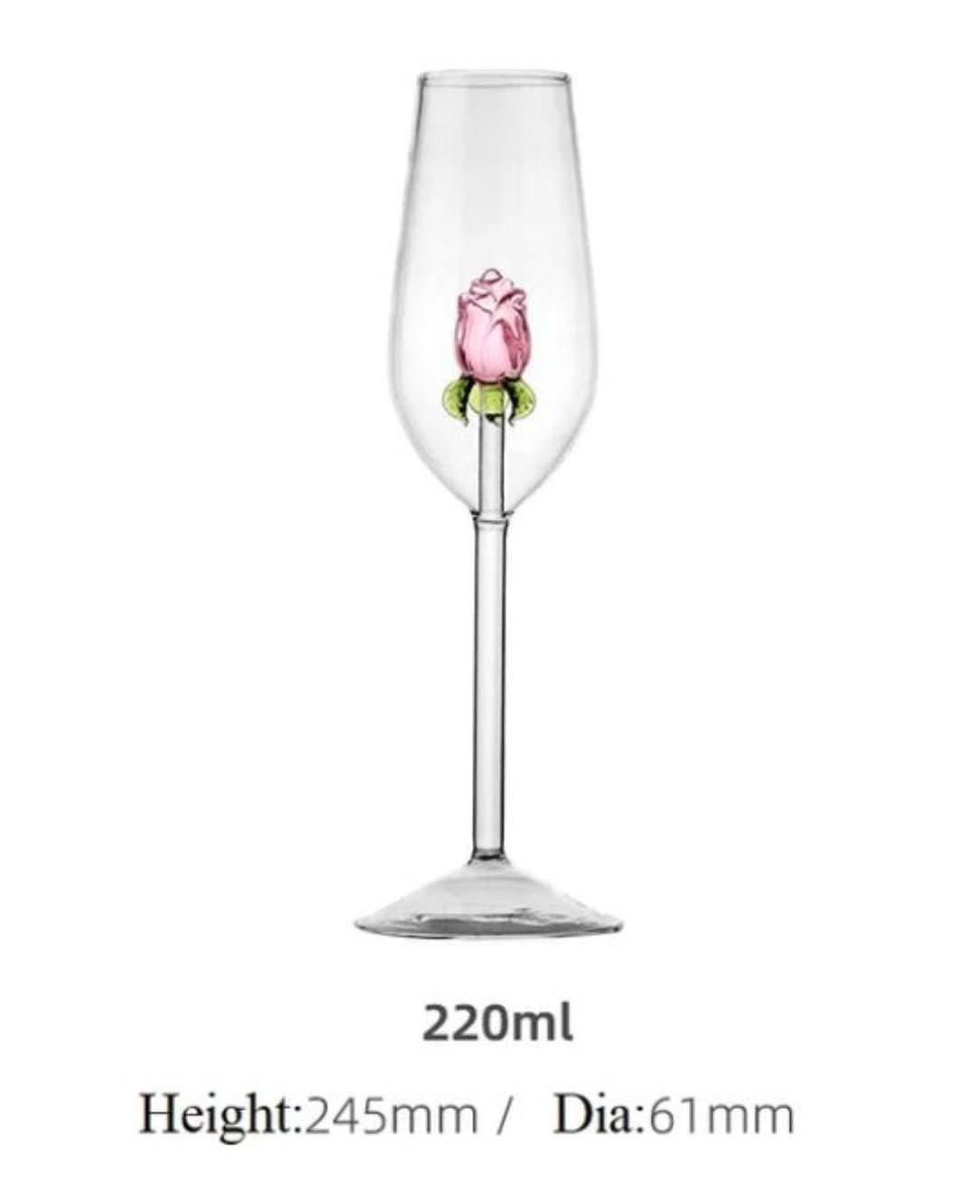 Handcrafted Champagne Glasses with Rose Design