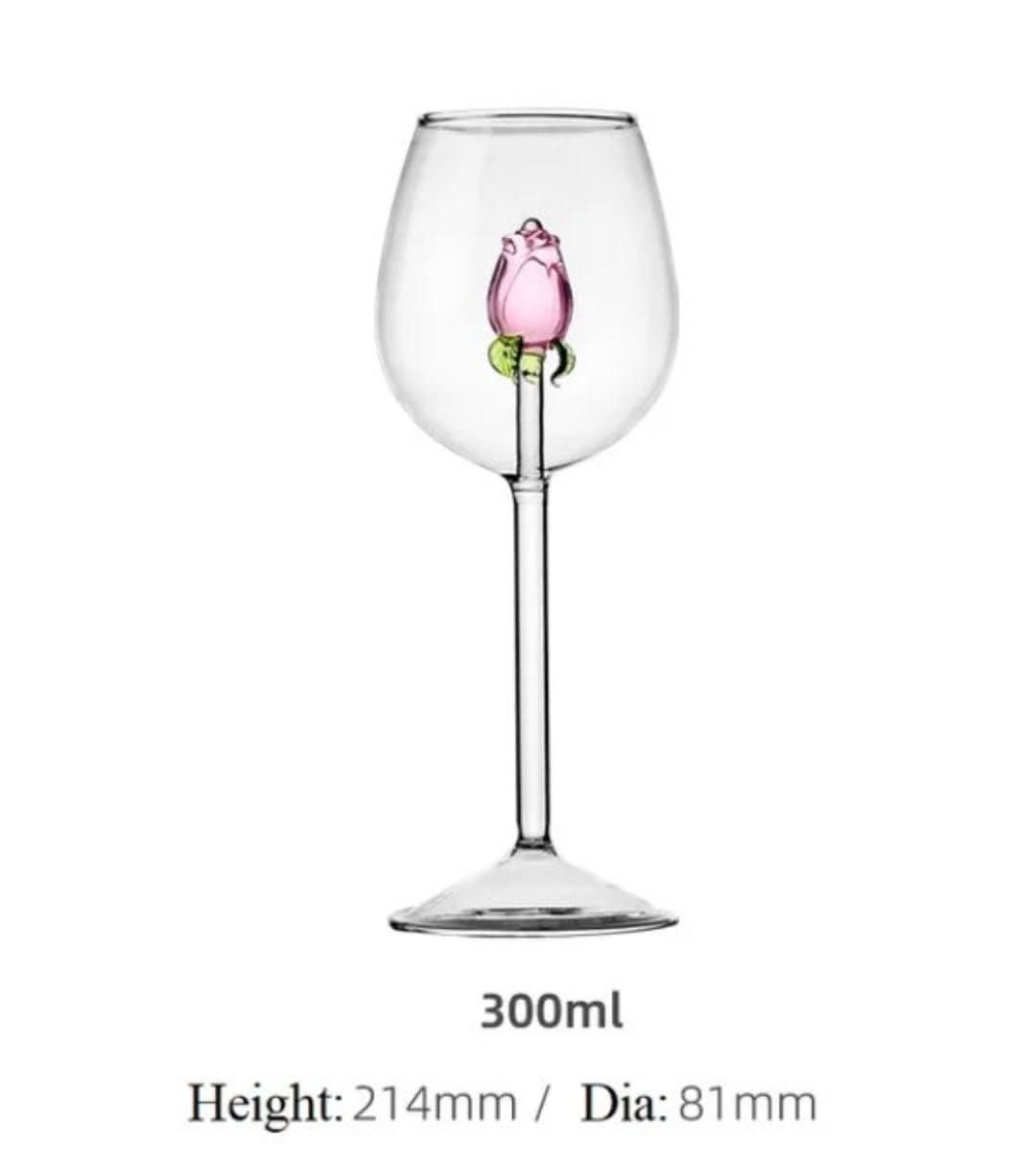 Handcrafted Champagne Glasses with Rose Design