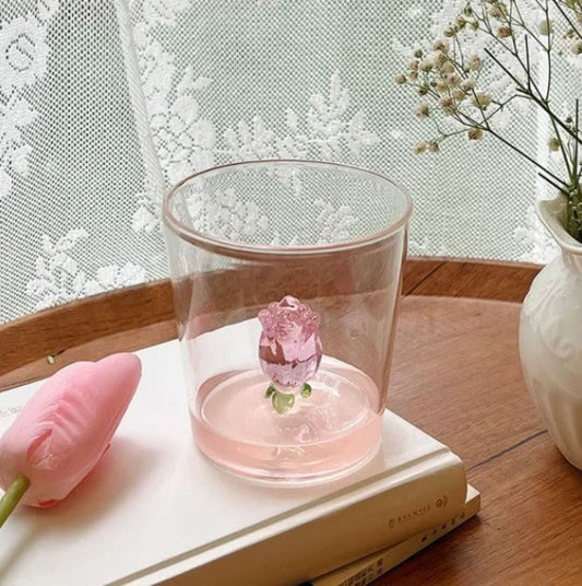 Handcrafted Champagne Glasses with Rose Design