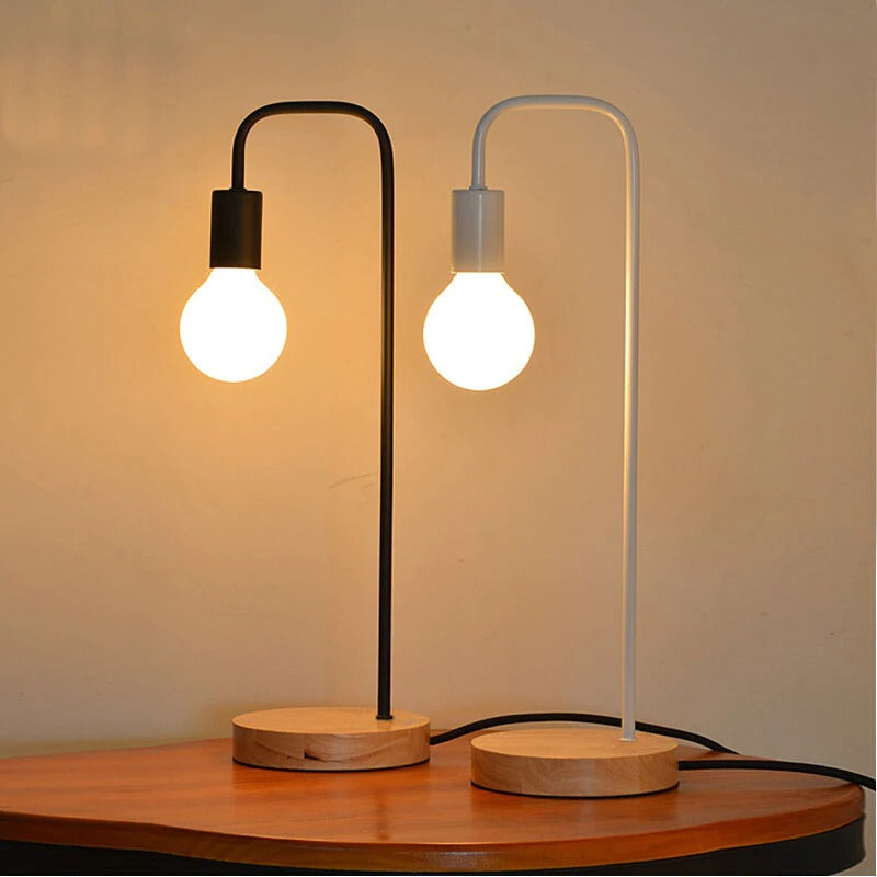 Industrial Metal Nightstand Lamp with Exposed Bulb Design