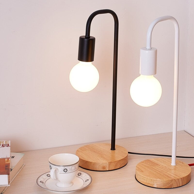 Industrial Metal Nightstand Lamp with Exposed Bulb Design