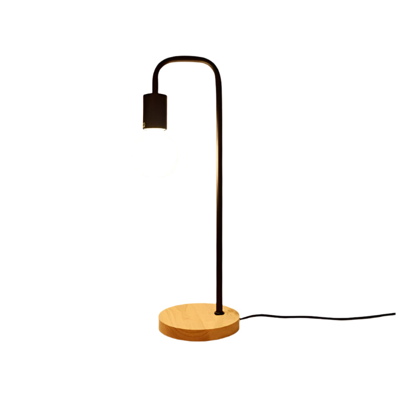 Industrial Metal Nightstand Lamp with Exposed Bulb Design