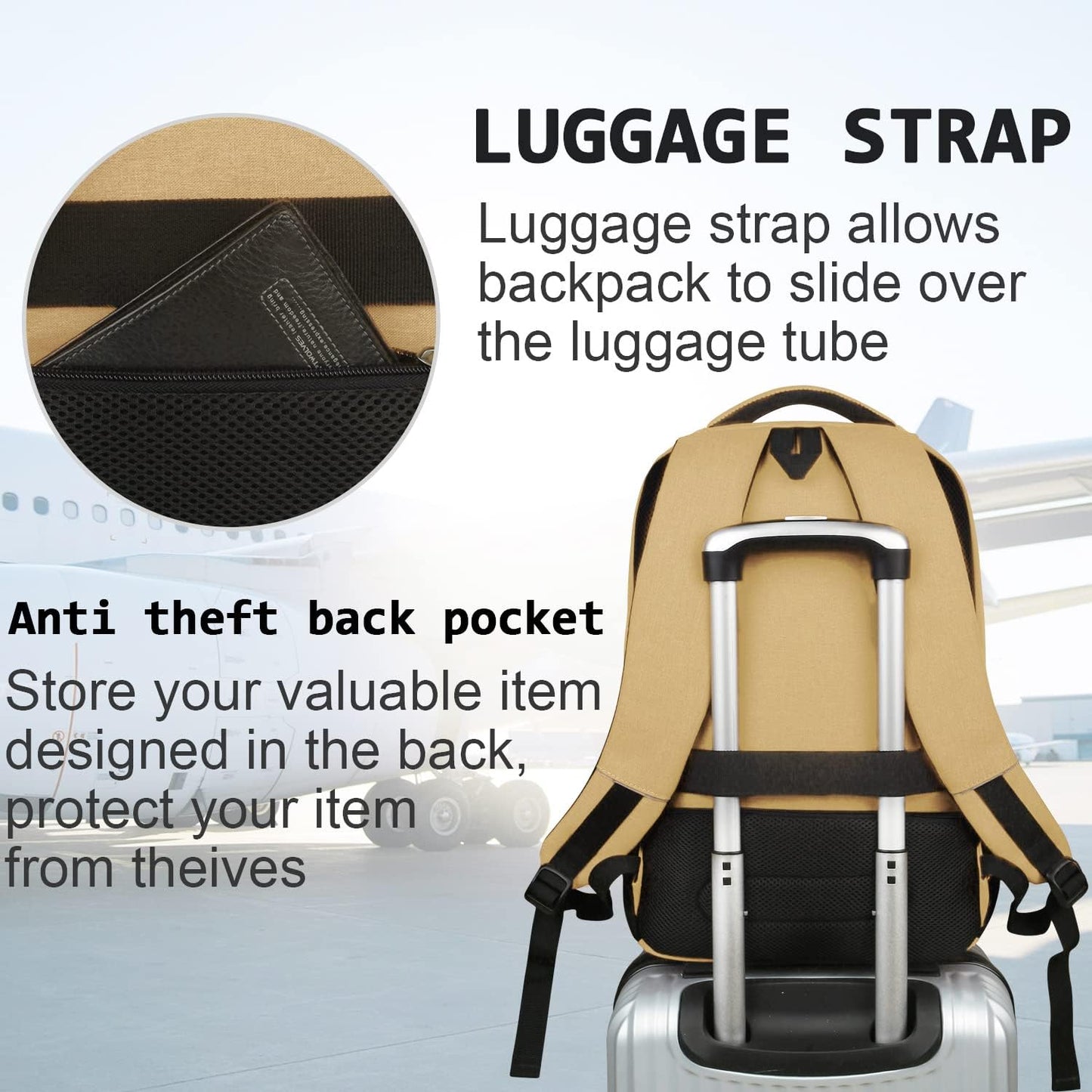 Slim Water-Resistant Anti-Theft Laptop Backpack with USB Port