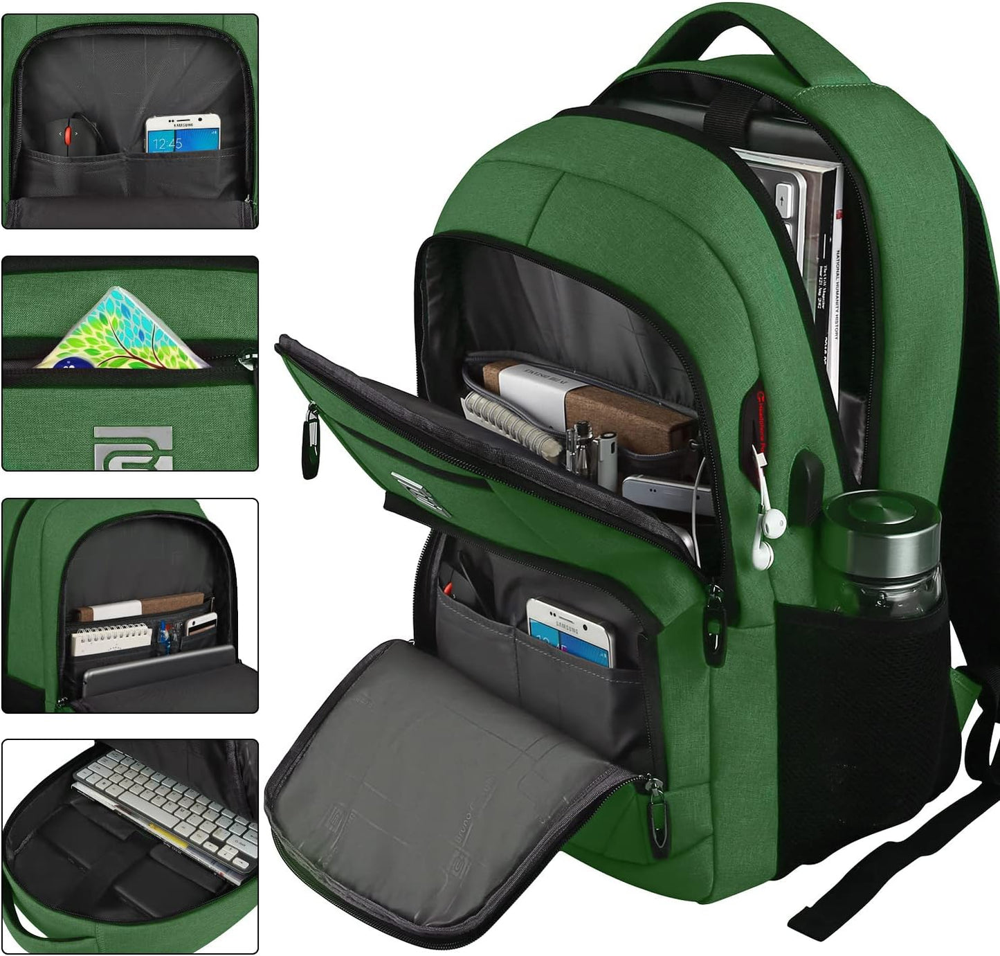Slim Water-Resistant Anti-Theft Laptop Backpack with USB Port