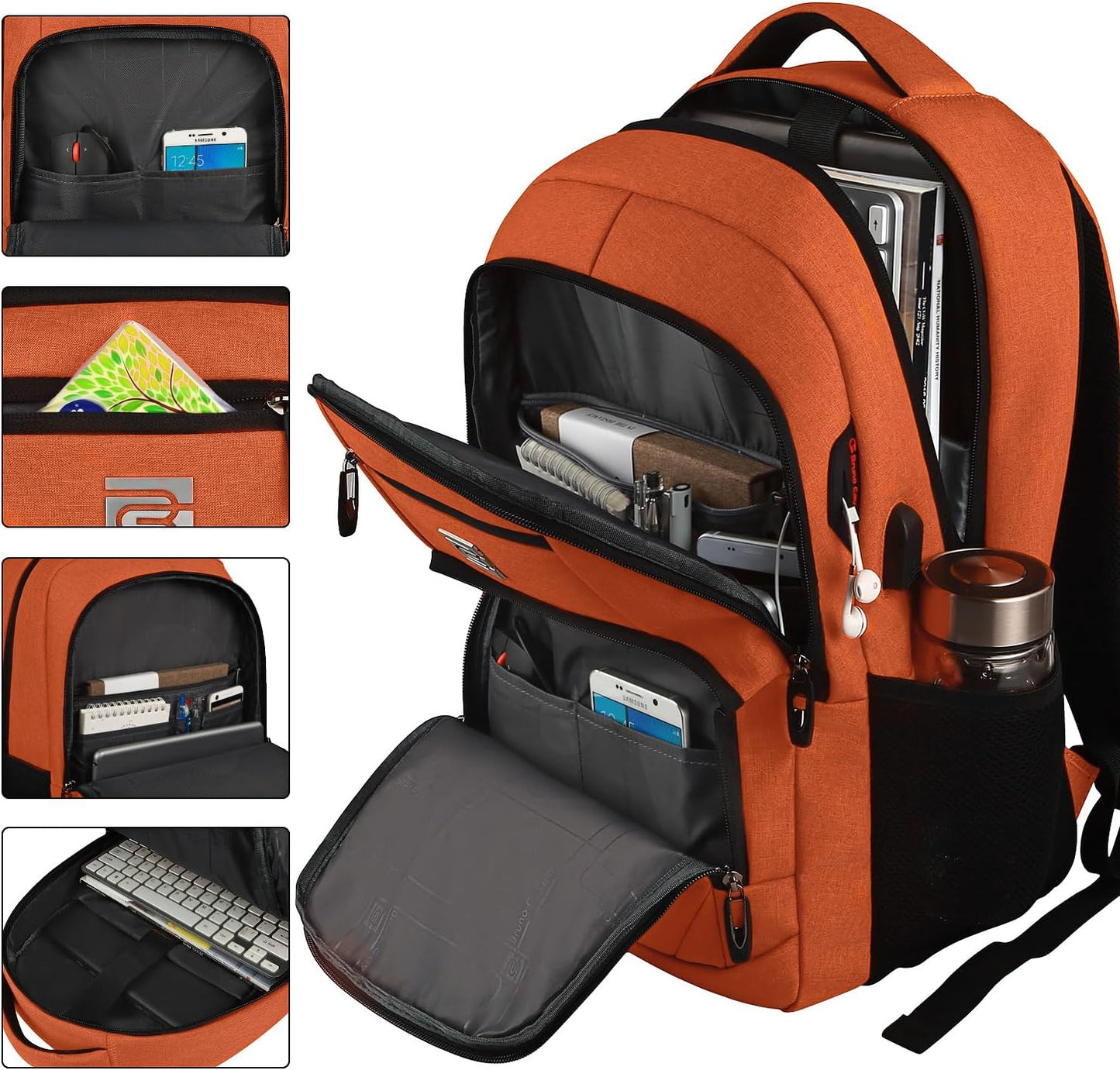 Slim Water-Resistant Anti-Theft Laptop Backpack with USB Port