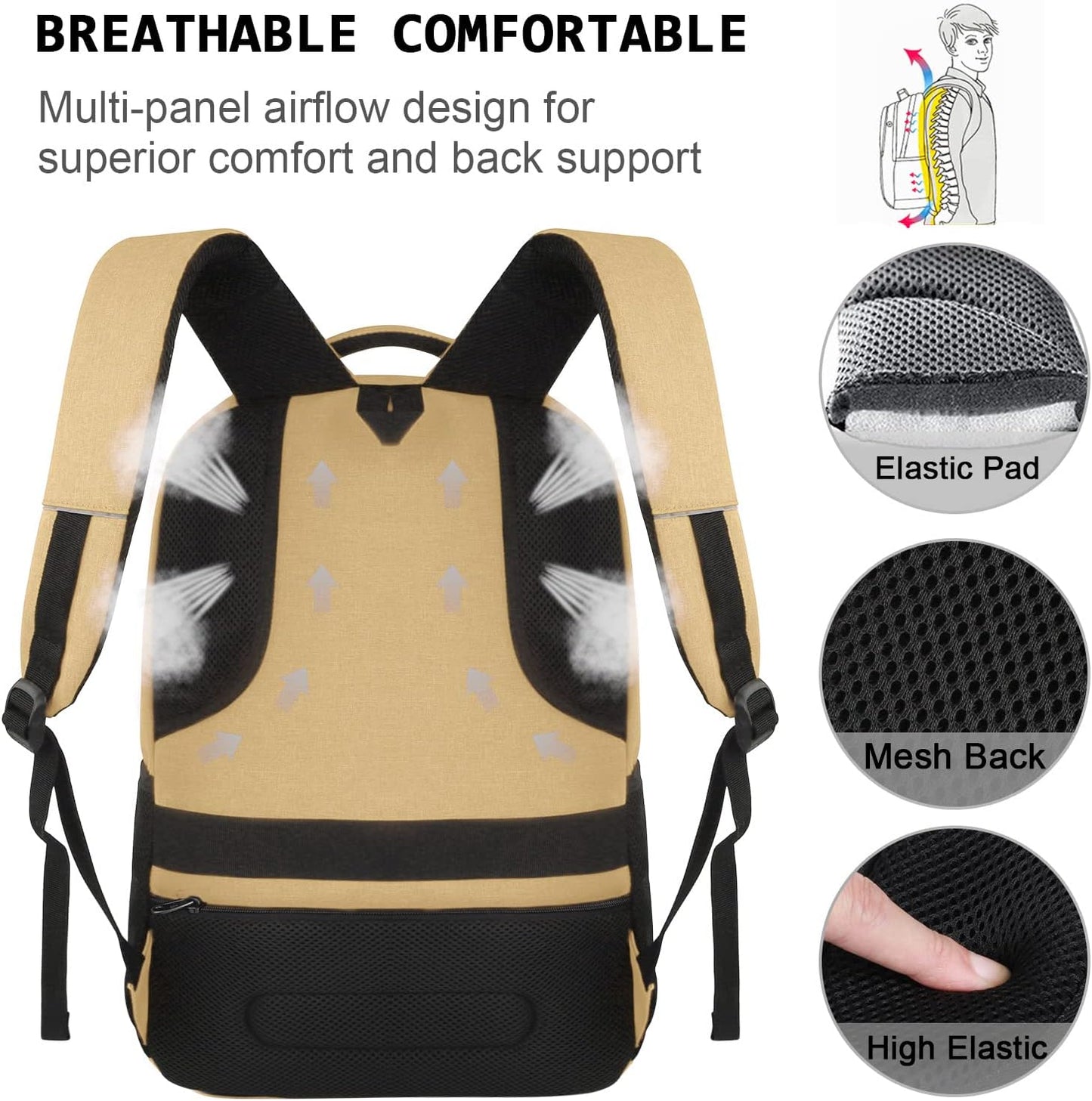 Slim Water-Resistant Anti-Theft Laptop Backpack with USB Port