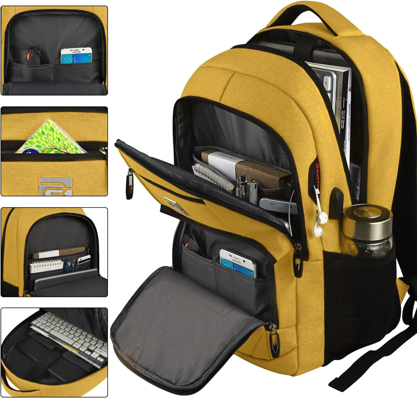 Slim Water-Resistant Anti-Theft Laptop Backpack with USB Port