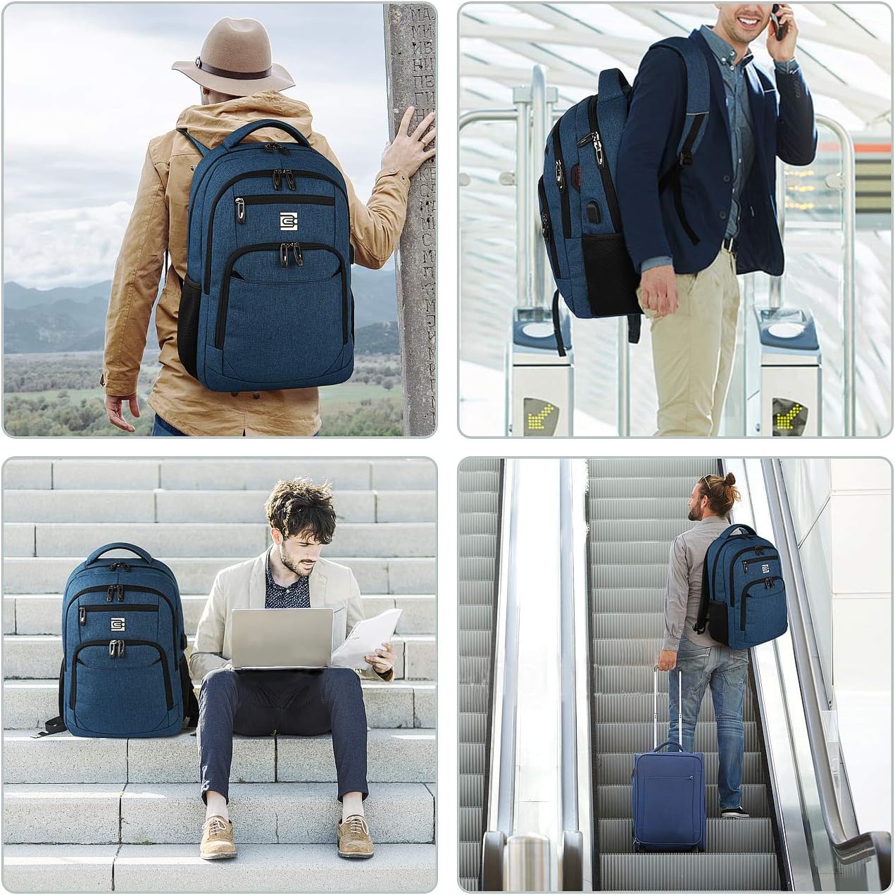 Slim Water-Resistant Anti-Theft Laptop Backpack with USB Port