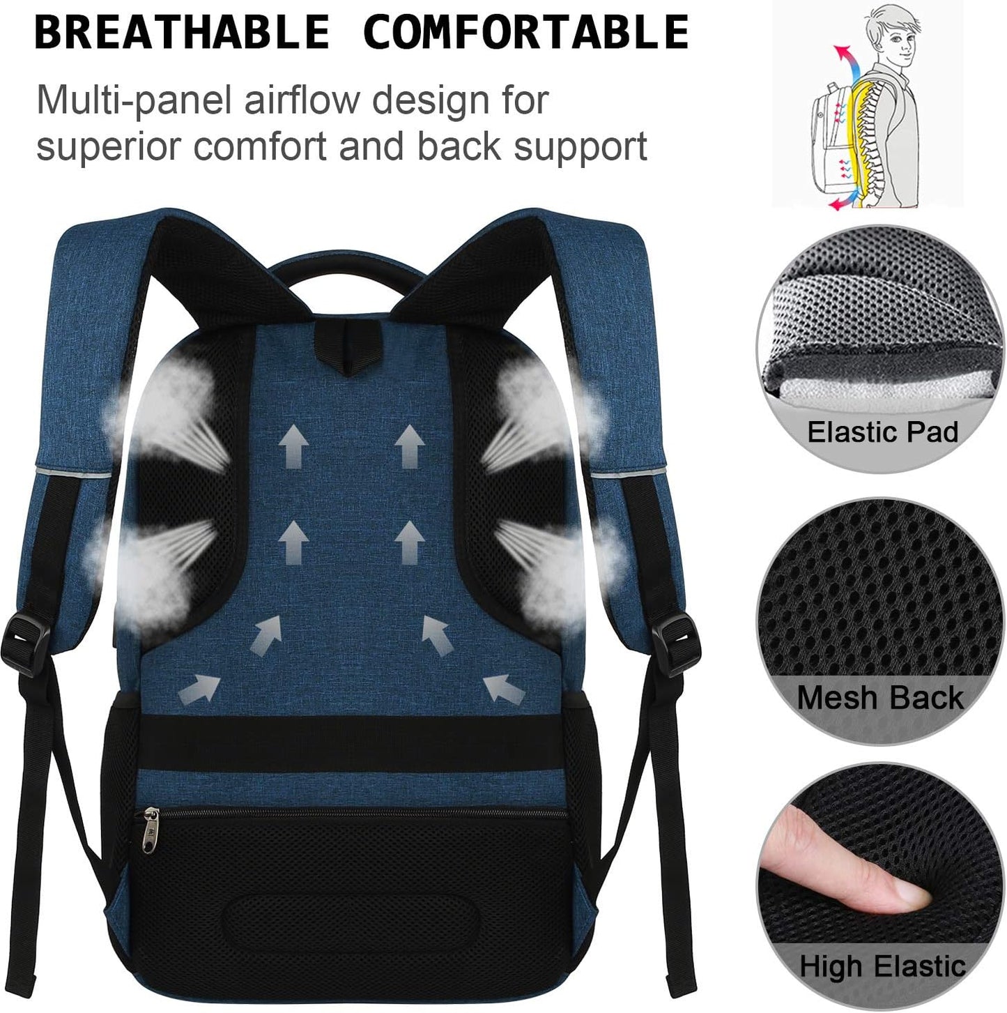 Slim Water-Resistant Anti-Theft Laptop Backpack with USB Port