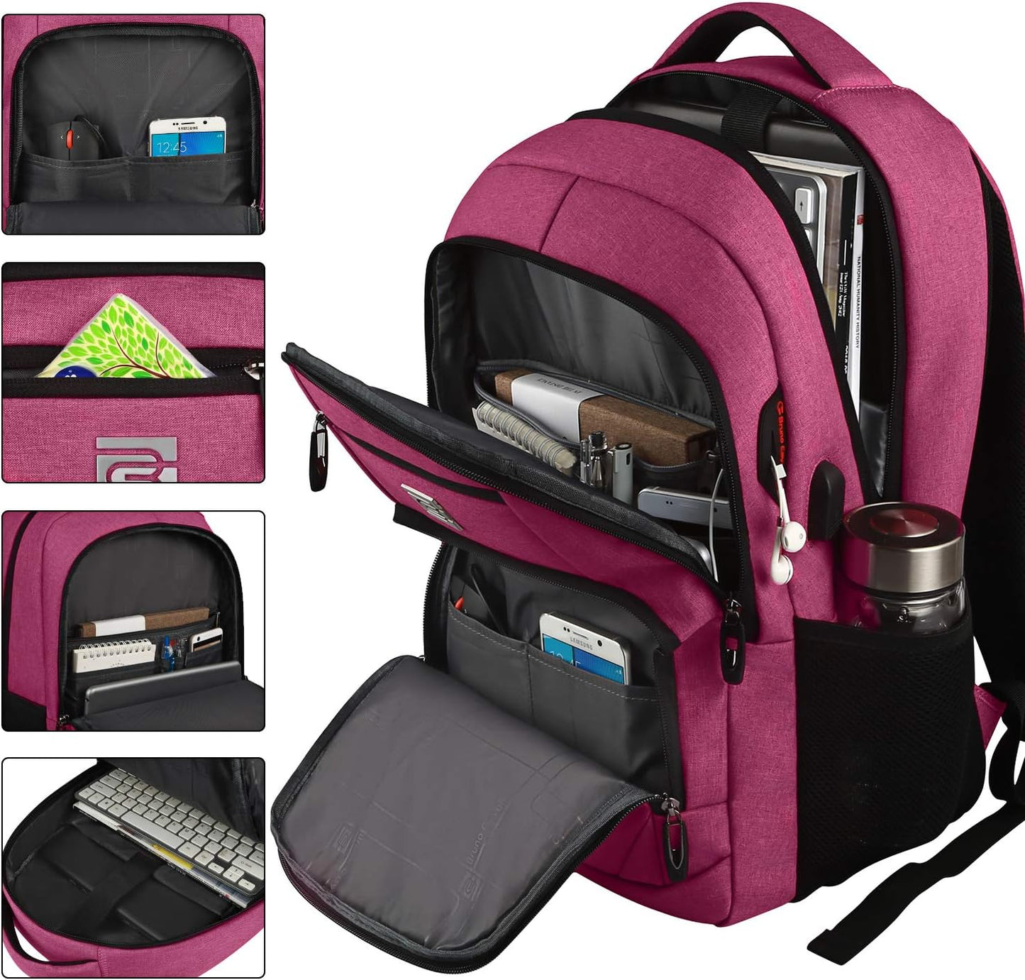 Slim Water-Resistant Anti-Theft Laptop Backpack with USB Port