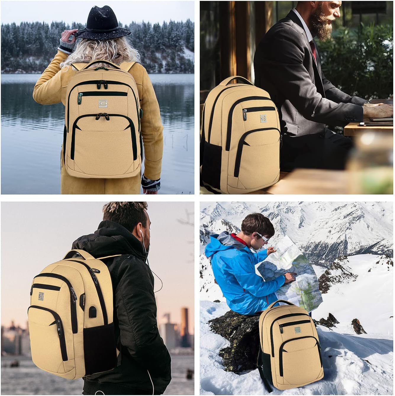 Slim Water-Resistant Anti-Theft Laptop Backpack with USB Port