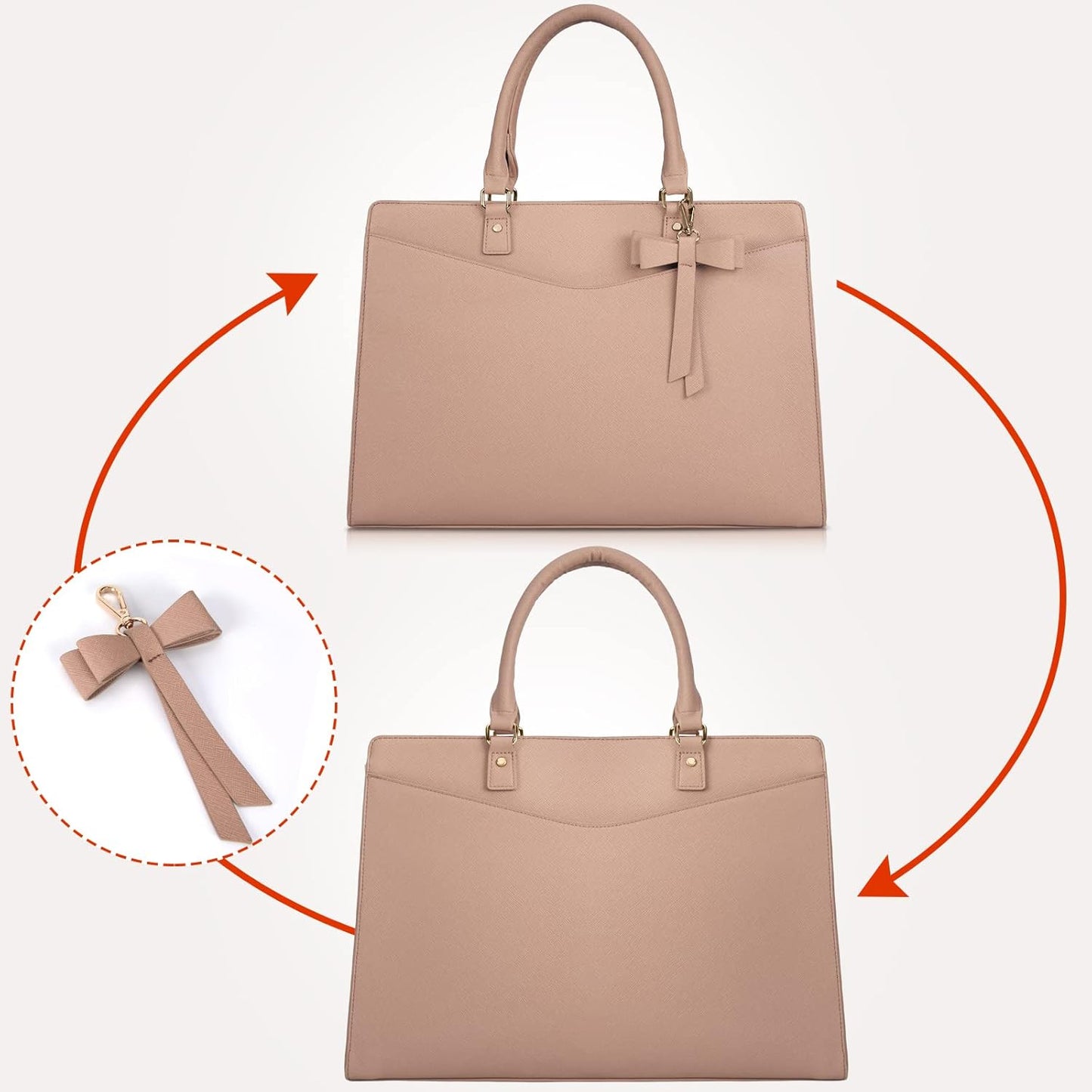 Waterproof PU Leather Laptop Tote Bag for Women with Multi-Pocket Design