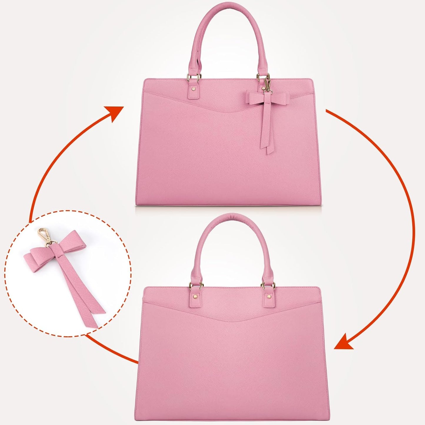 Waterproof PU Leather Laptop Tote Bag for Women with Multi-Pocket Design