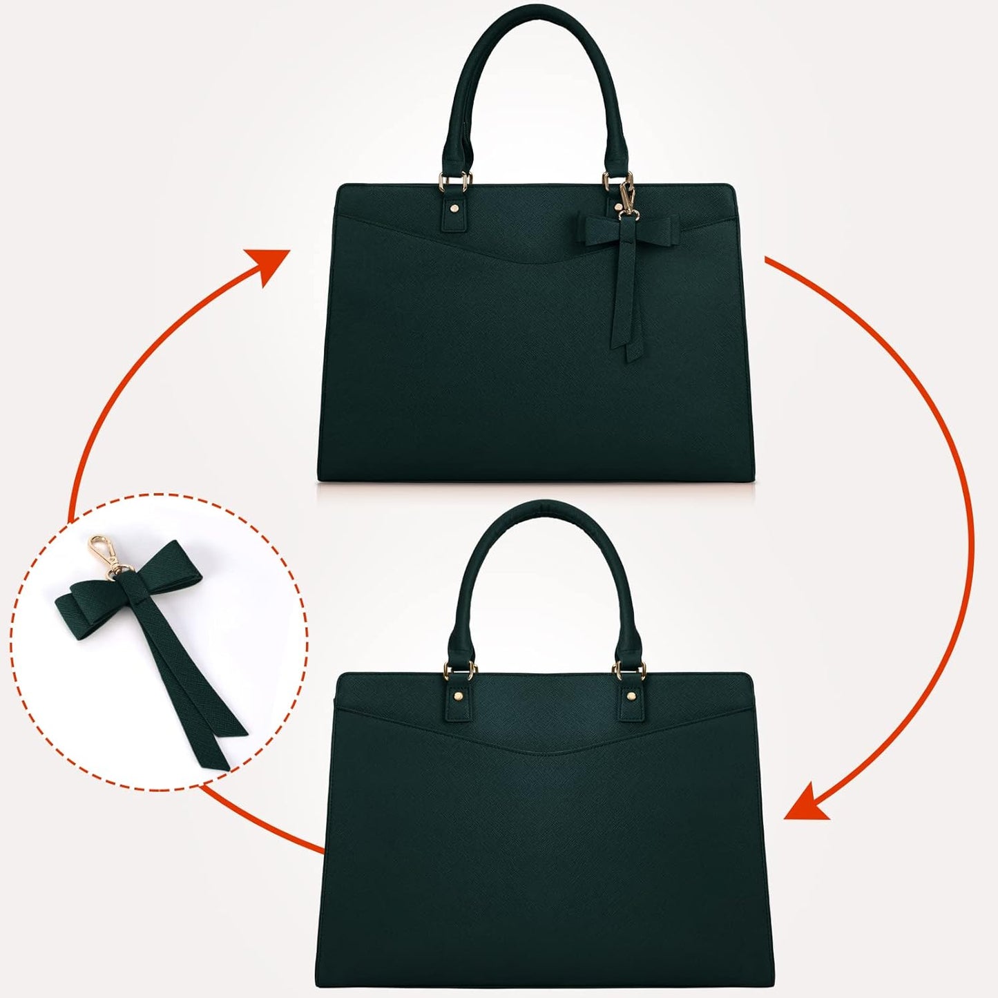 Waterproof PU Leather Laptop Tote Bag for Women with Multi-Pocket Design