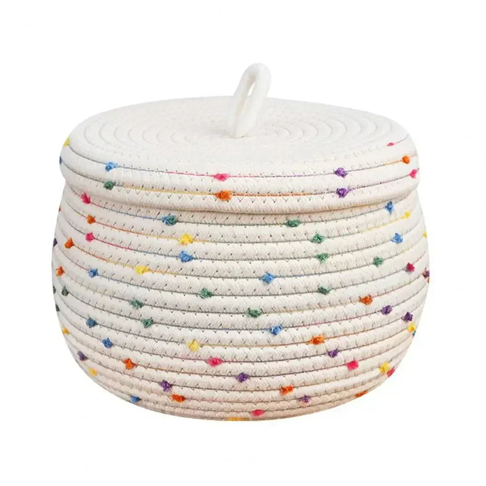 Large Eco-Friendly Cotton Rope Storage Basket with Lid