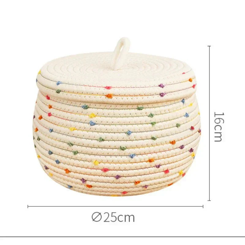 Large Eco-Friendly Cotton Rope Storage Basket with Lid