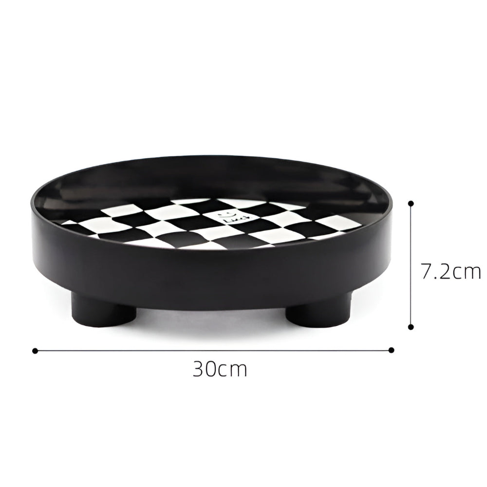 Round Checkerboard Storage Tray for Organizing Essentials