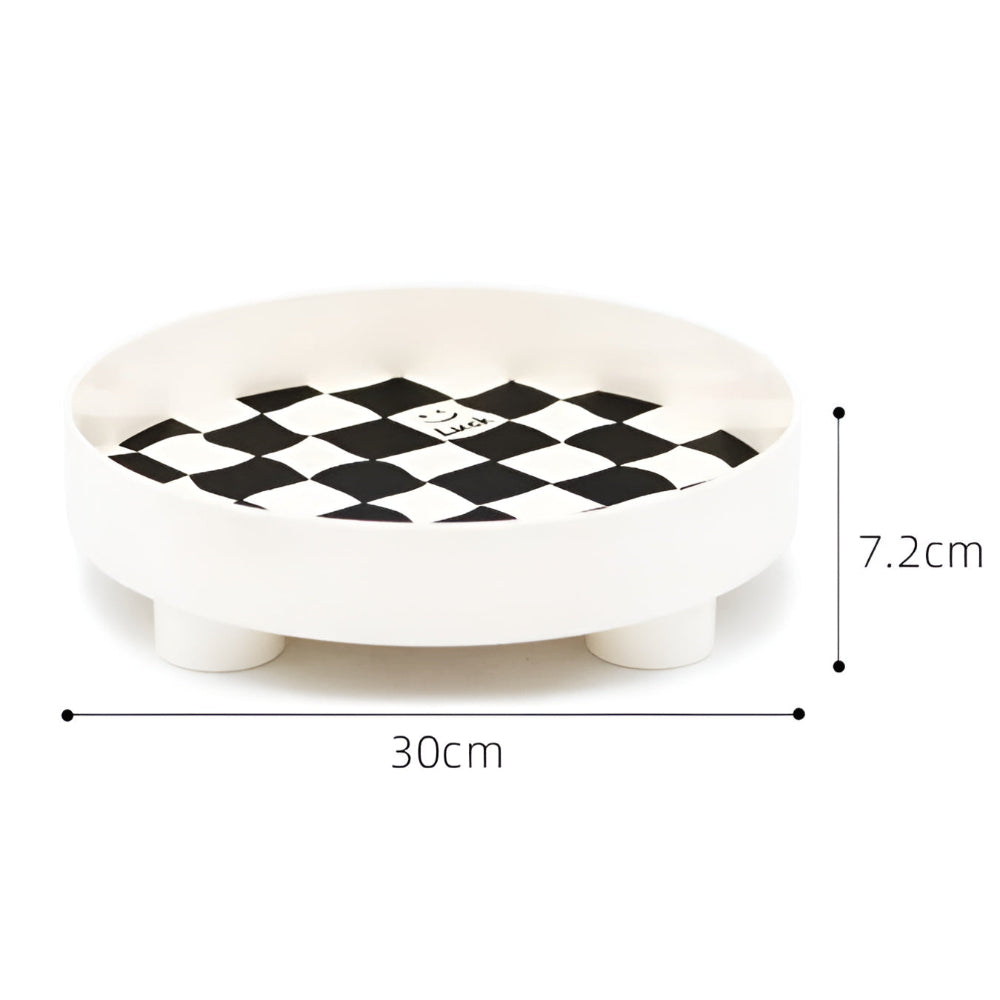 Round Checkerboard Storage Tray for Organizing Essentials