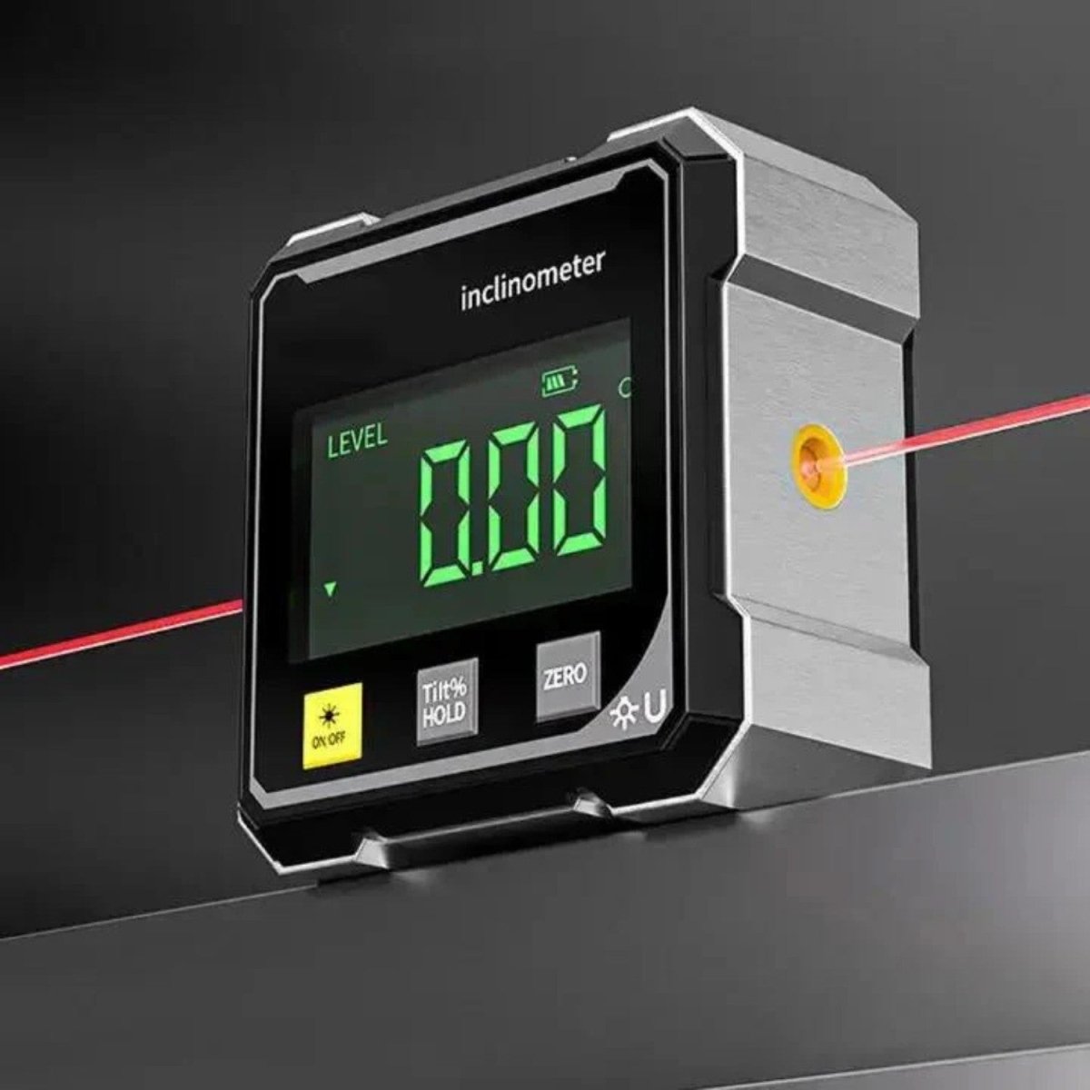 Laser Digital Inclinometer with Magnetic Base and Bright Display