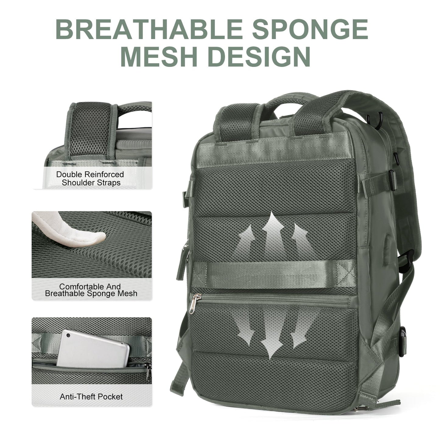 Waterproof Travel Backpack with Theft Protection and USB Charging