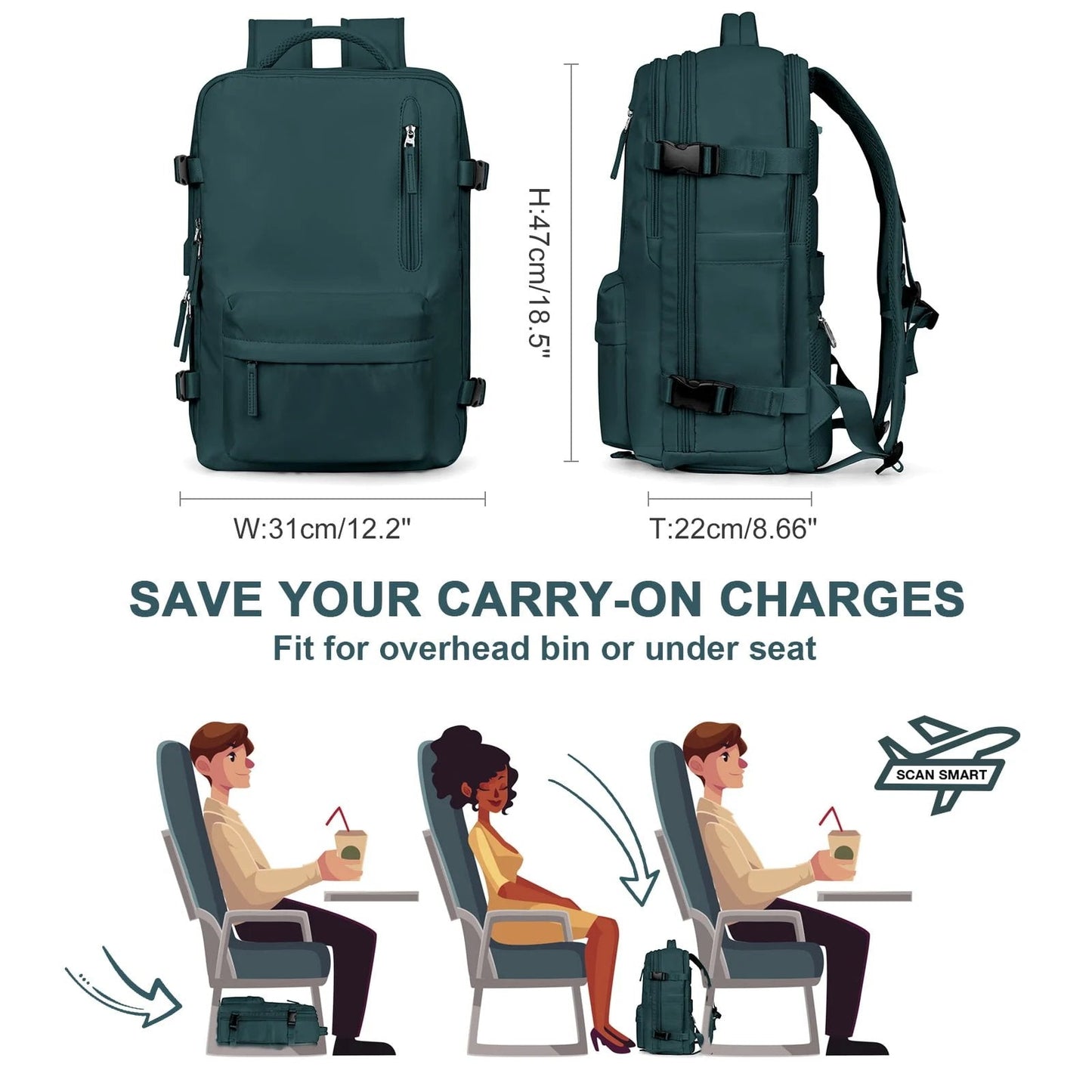 Waterproof Travel Backpack with Theft Protection and USB Charging