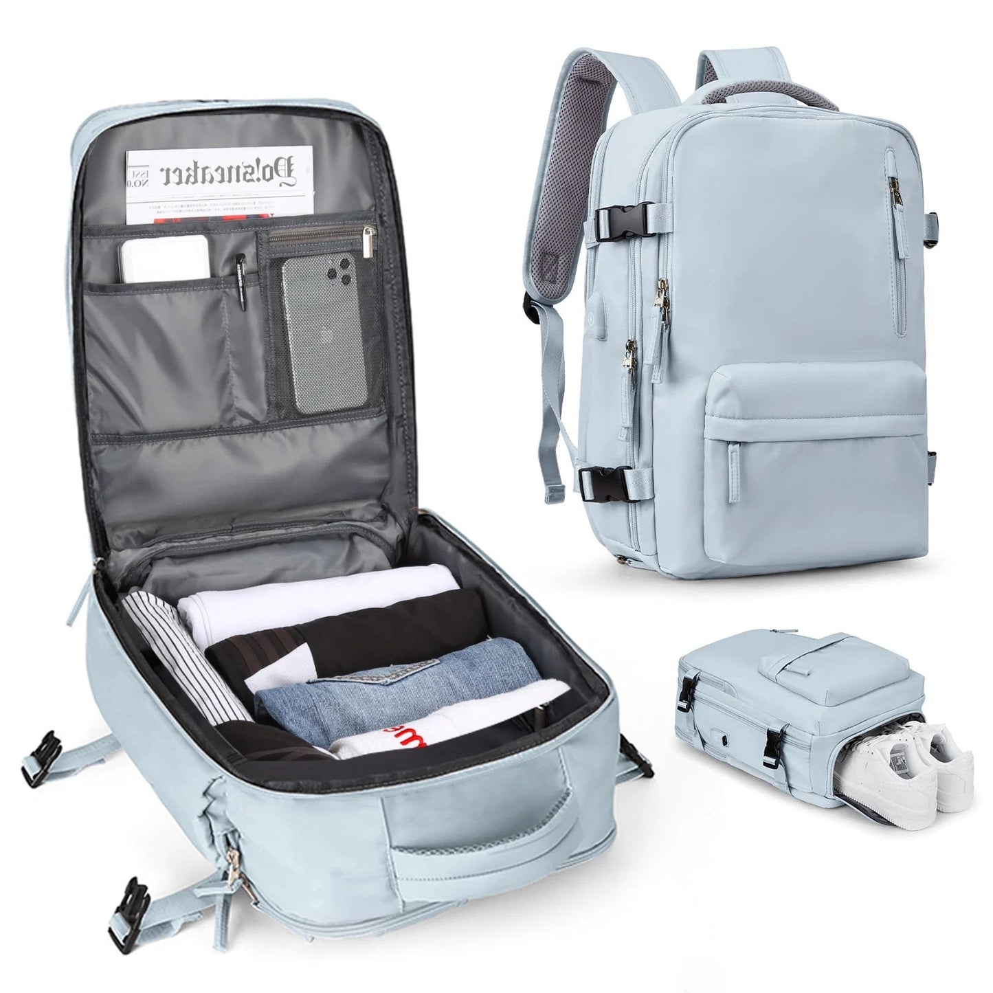 Waterproof Travel Backpack with Theft Protection and USB Charging