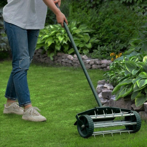 Manual Lawn Aerator Tool with Ergonomic Handle and Deep Spikes