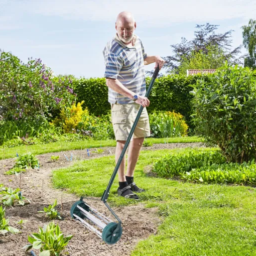 Manual Lawn Aerator Tool with Ergonomic Handle and Deep Spikes