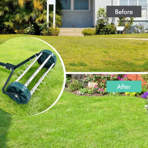 Manual Lawn Aerator Tool with Ergonomic Handle and Deep Spikes