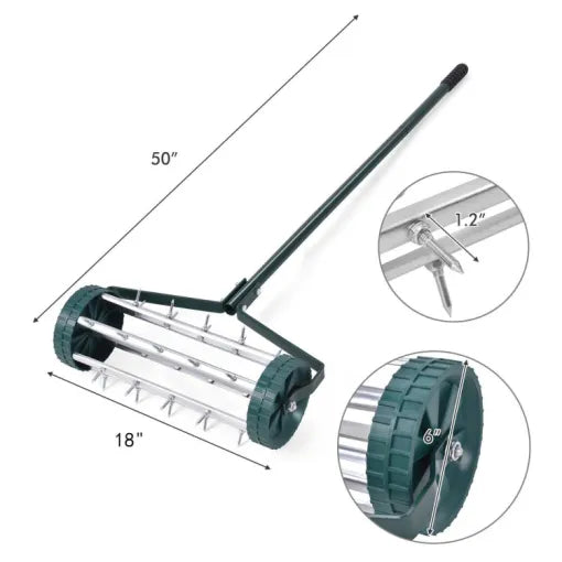 Manual Lawn Aerator Tool with Ergonomic Handle and Deep Spikes