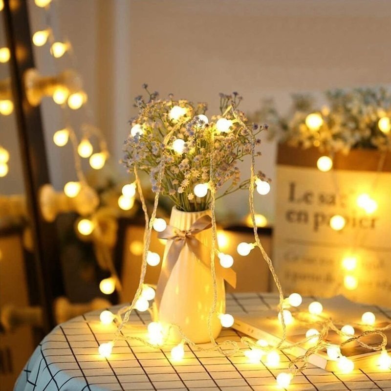 LED Ball String Lights with EU Plug - Weather-Resistant Decorative Lighting