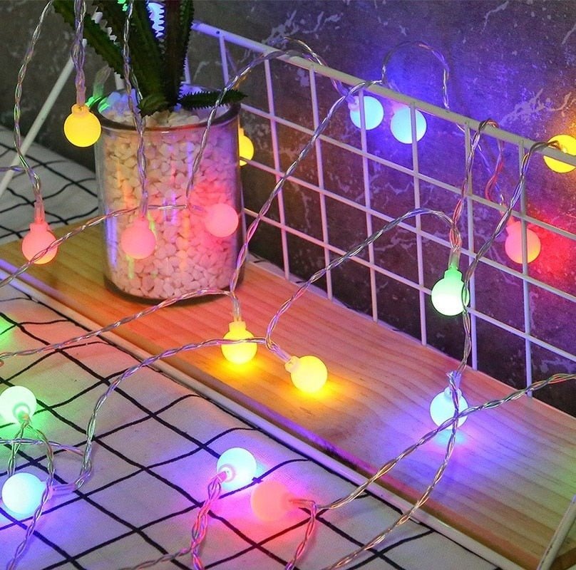 LED Ball String Lights with EU Plug - Weather-Resistant Decorative Lighting