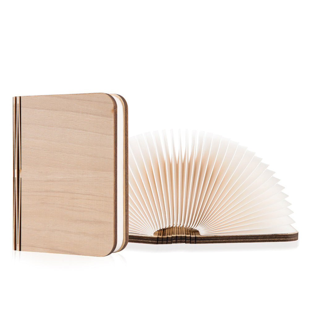 LED Folding Book Lamp with Natural Wood Finish