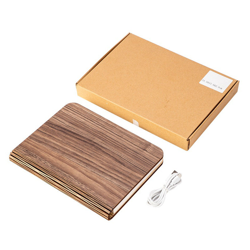 LED Folding Book Lamp with Natural Wood Finish