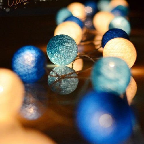 LED Cotton Ball String Lights - 20 Warm White Decorative Lights