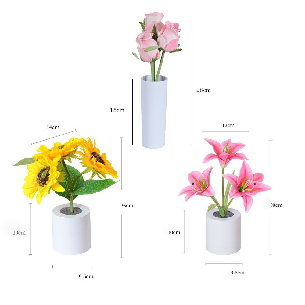 LED Lily Flower Night Light Table Lamp