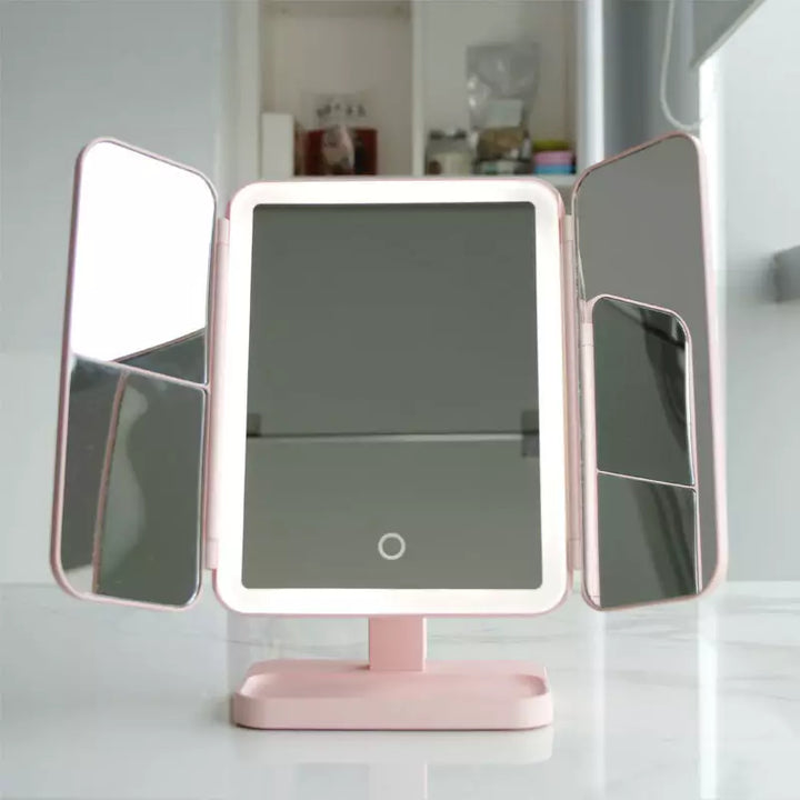 LED Makeup Mirror with Triple Lighting and Magnification