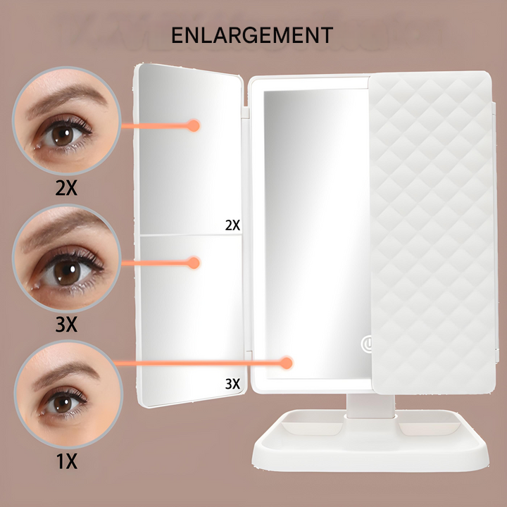 LED Makeup Mirror with Triple Lighting and Magnification