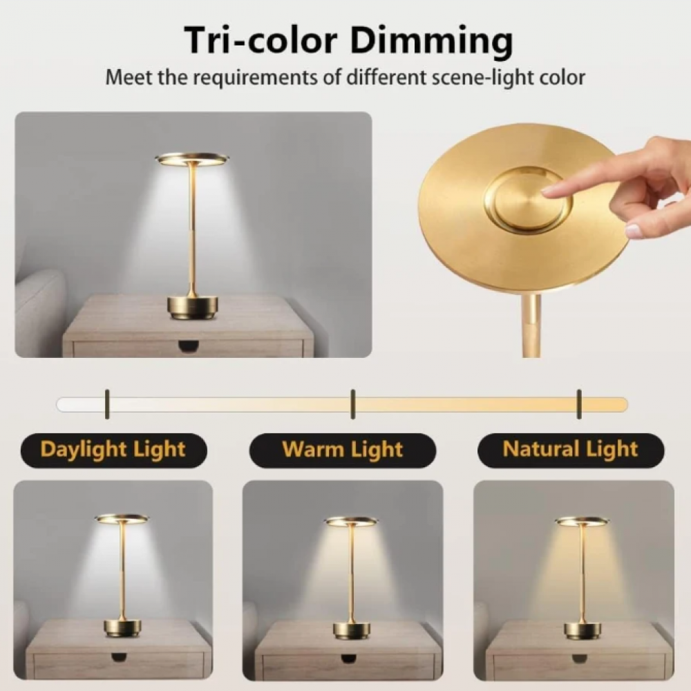 Wireless LED Table Lamp with Touch Control and Adjustable Brightness