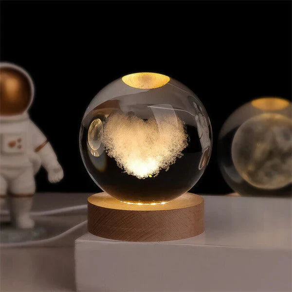 3D Moon Lamp with Astronaut and Warm LED Light