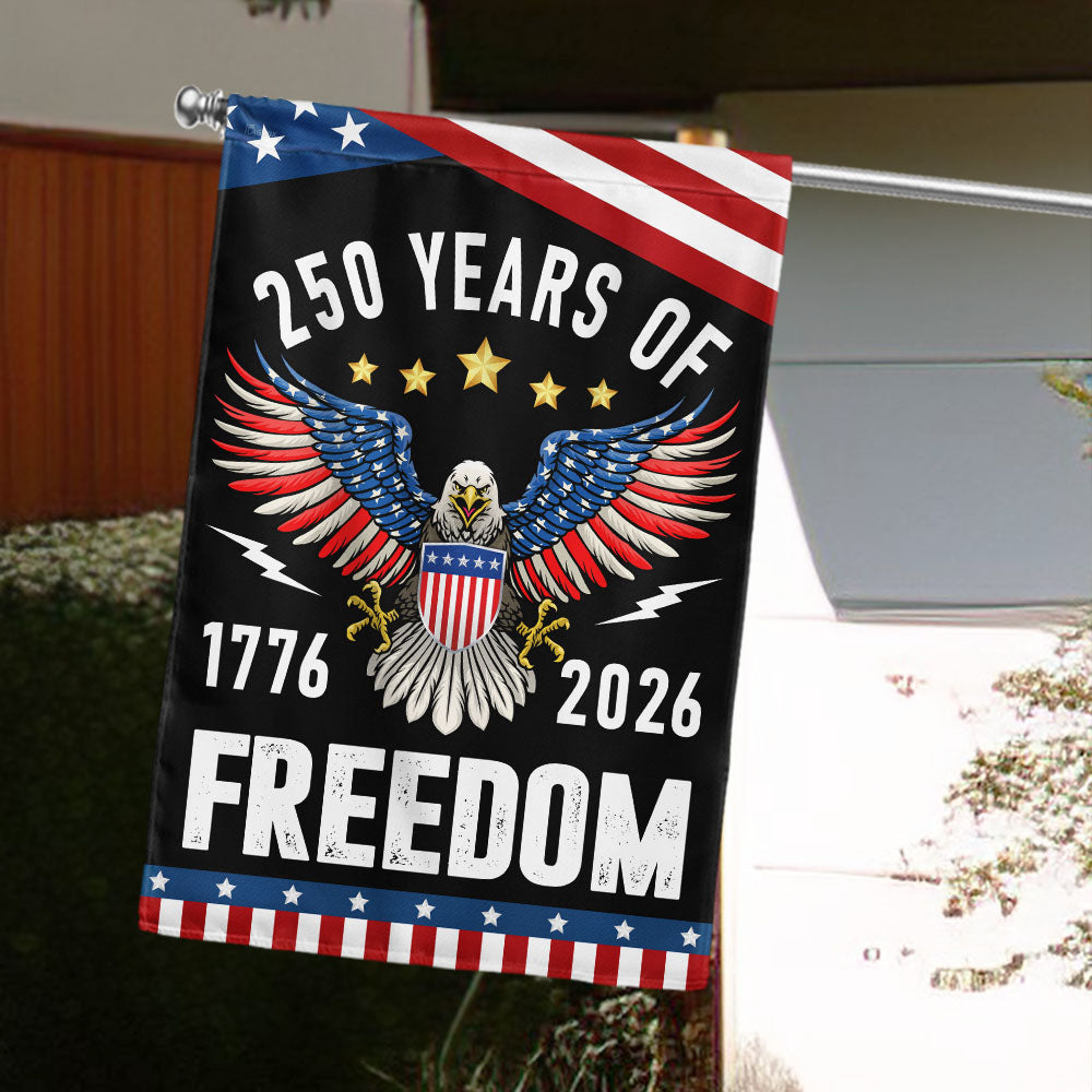 America 250th Anniversary Freedom Flag - Custom Printed Canvas, Double-Sided, UV Resistant