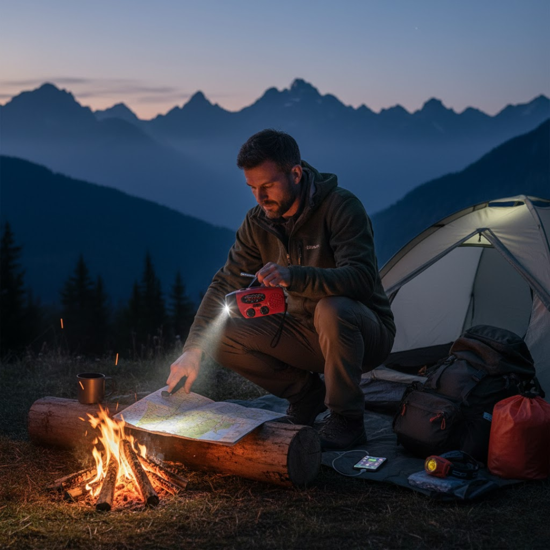 3-in-1 Emergency Radio with Flashlight and Power Bank