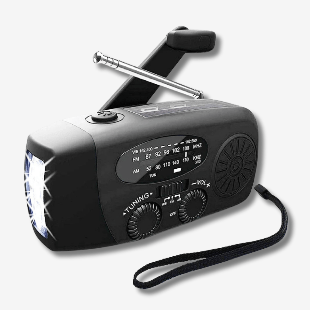 3-in-1 Emergency Radio with Flashlight and Power Bank